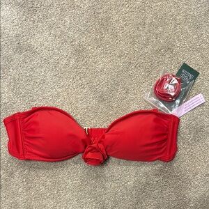 Wild Fable Red Florette Bandeau Swim Bikini Top Size S